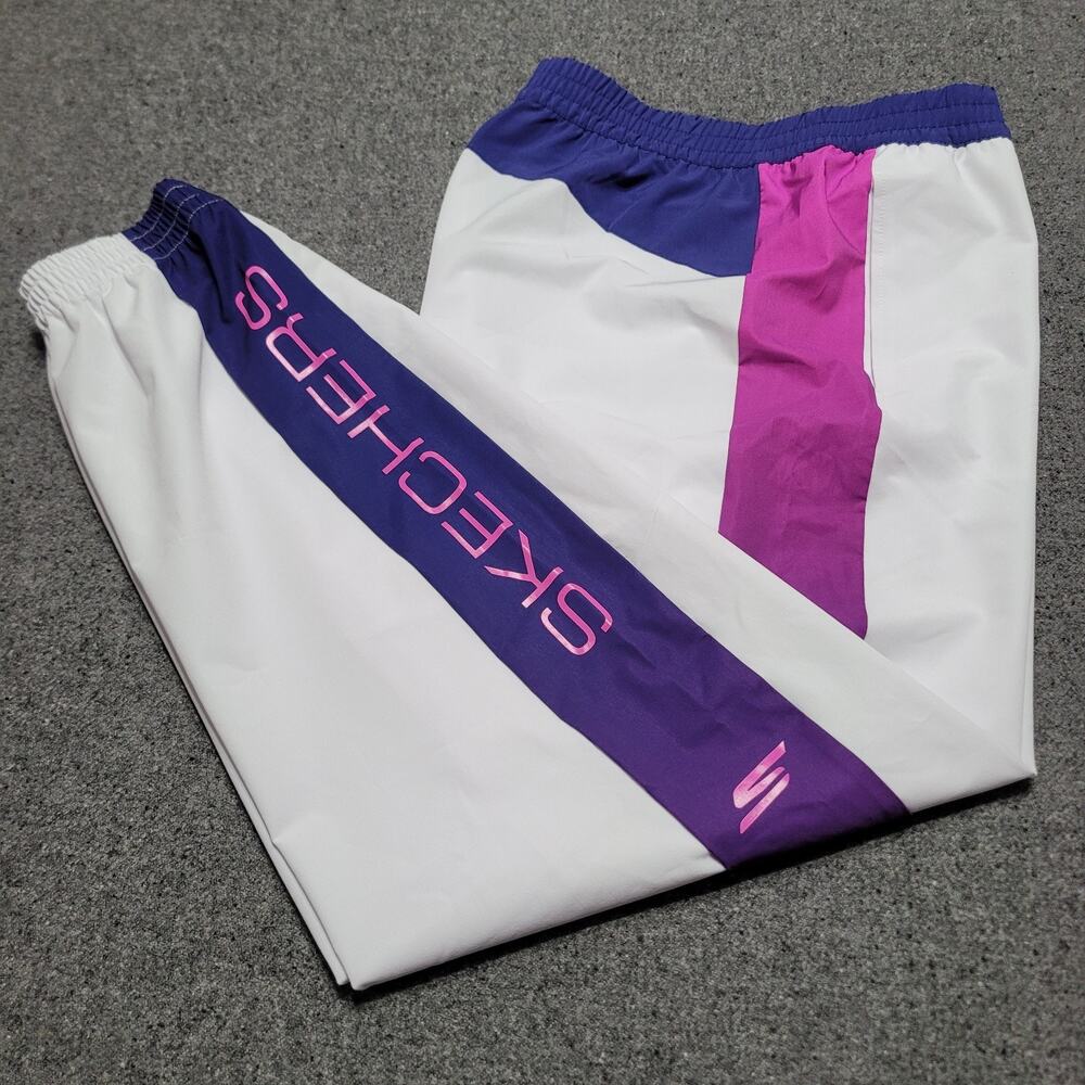 Skechers Pants Womens Large White Purple Pink Peak Track Fitness Skechweave